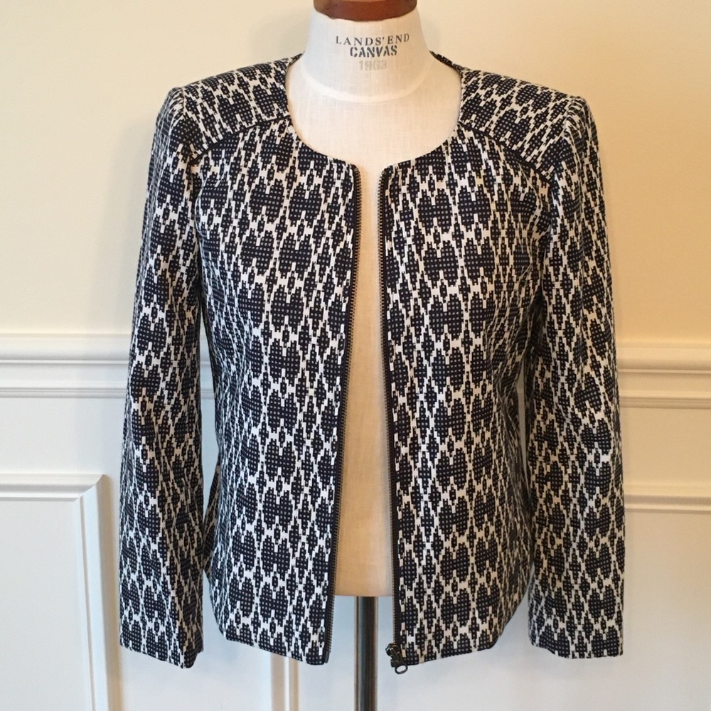 J Crew blue geometric print jacket small - Picture 1 of 7